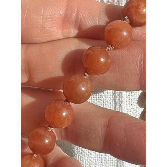 Goldstone Beaded Necklace 38" Long Round Polished Beads With Warm Brown Tones - Picture 8 of 9